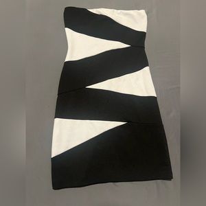 Black and white tube top dress